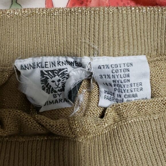 Vintage Anne KLEIN GLITTER GOLD LEGGINGS size small - Picture 2 of 5